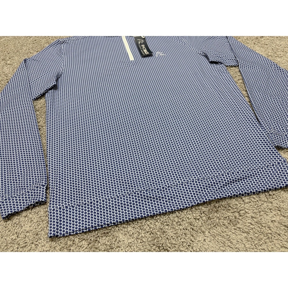 Rhoback 1/4 Q-Zip Performance Pullover Dont Mess Texas AOP Blue White Mens Small - Picture 7 of 16